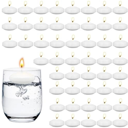 50 Stück Schwimmkerzen, Schwimmende Kerzen, Schwimmkerzen Weiss, 3,8X2cm Kerzen Weiß, Schwimmkerze für Abendessen, Hochzeit, Pool, Spa, Valentinstag, Weihnachtsdekoration