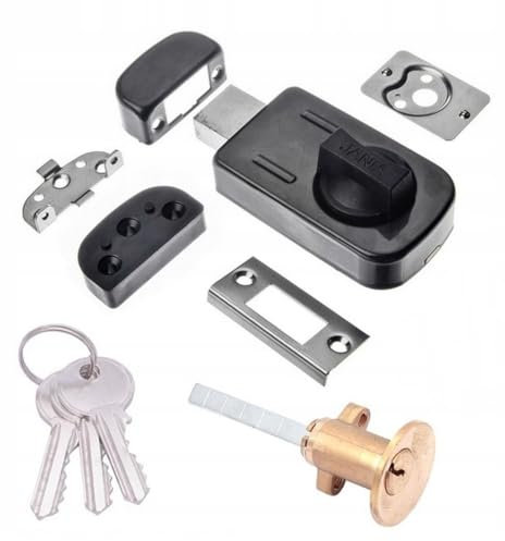 Kastenzusatzschloss Zusatzschloss mit Außenzylinder Kastenschloss Türzusatzschloss Türschloss (Weiß)