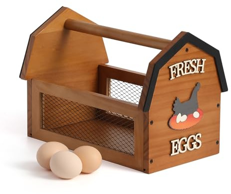 ZSHLXM Wood Farmhouse Egg Collecting Basket - Large Countertop Chicken Egg Basket