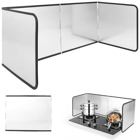 FoiiLiio Spritzschutz Faltbar Herd Küchen Spritzplatte, 4 Seitiger Spritzschutz Küchenrückwand mit Antihaftbeschichtung Fett Spritzschutz für Küchen, Herd, Pfanne, Wand