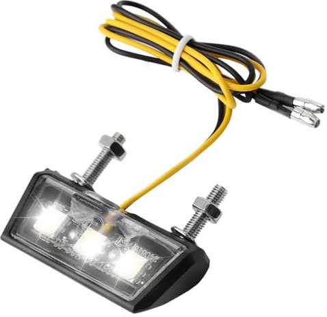 Toaluea Luce Targa Moto LED 12V, Universale Luci Targa Ciclomotore con 3 LED, Impermeabile Fanale Posteriore Mini per Tutti Modelli Moto e Quad, Luce Bianca