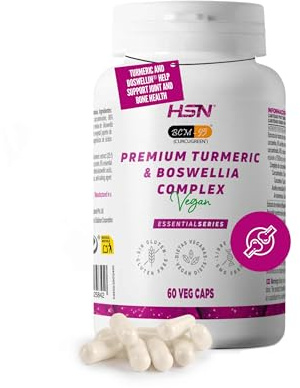 HSN Premium Cúrcuma (BCM-95®) & Boswellia (Boswellin®) Complex | 60 Cápsulas Vegetales | Extracto de Cúrcuma + Extracto de Boswellia serrata | Altamente Estandarizados | No-GMO, Vegano, Sin Gluten