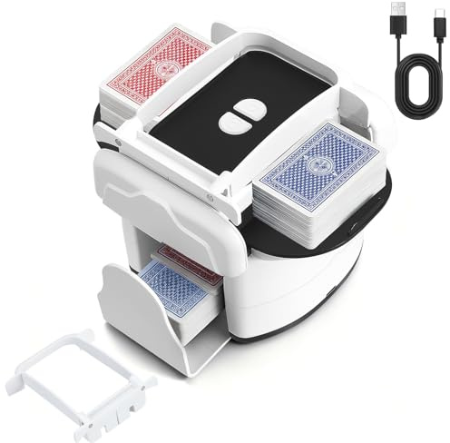 Haedswer Barajador de Cartas Automático, Mezclador de Cartas Eléctrico para 1-2 Barajas Modo Automático y Manual Recargable Bajo Nivel de Ruido para Póquer UNO Blackjack Phase 10 Texas Hold'em