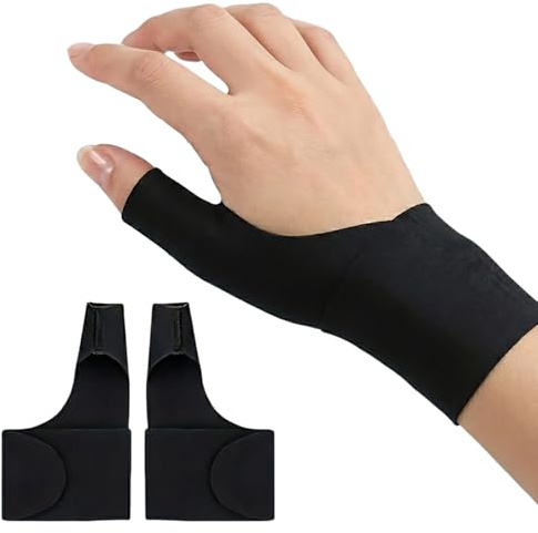 2-pack handledsbandage med tumstöd, elastisk tumsadelled, bandage för kvinnor och män, kompressionshylsa för smärtlindring av artrit och senskidinflammation, svart