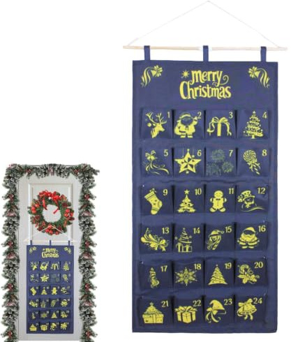 Calendario 'Avvento natalizio tascabile, decorazione da parete riempibile 2025, calendario da parete per conto alla rovescia per Natale, per feste, bambini, caramelle, cioccolato, piccoli oggetti