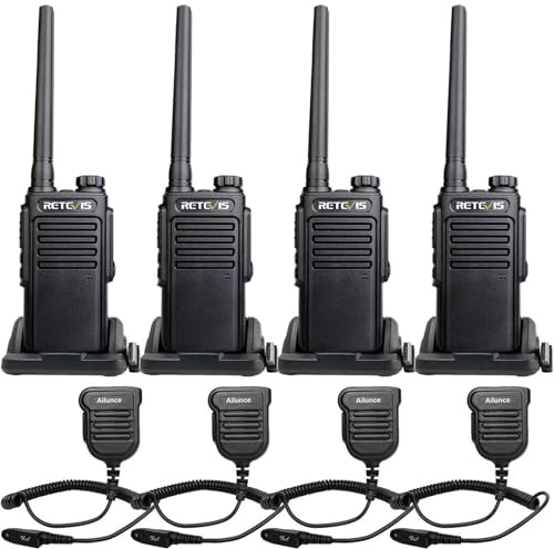 Retevis RT47 IP67 Waterproof 2 Way Radio,Heavy Duty Two Way Radio with Mic, Fully Dustproof,Waterproof 1m/30min,License-Free,Lightweight,Walkie Talkies for Construction Manufacture Outdoor(4 Pack)