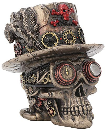 Nemesis Now Steampunk Clockwork Baron Skull - Figura Decorativa (Bronce, 11 cm)