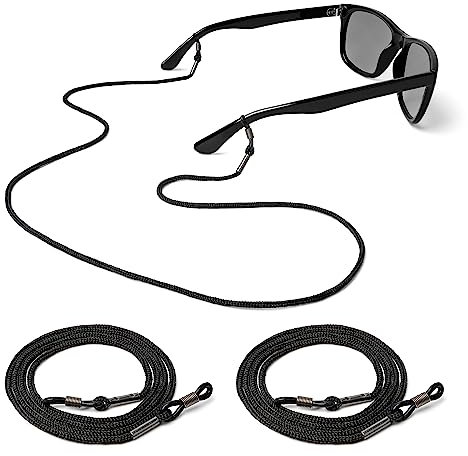 rootful. Hochwertiges Brillenband [DEUTSCHE Marke] | UV-beständige und zuverlässige Brillenkette aus hautverträglichem Nylon | inklusive Mikrofaserbeutel für Brille | Damen und Herren (2XSCHWARZ)