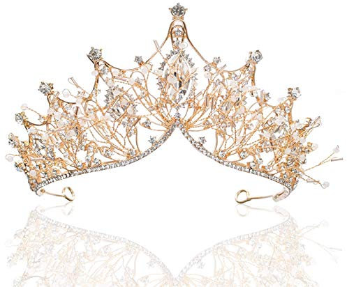 Wohlstand Brautschmuck Kristall Diadem,Kristall Tiara Krone, Hochzeit Tiara Kristall,Strass Prinzessin Tiara Krone Tiara,Pageant Braut Tiara Krone, für Frauen Mädchen Braut Festzug Hochzeit Prom