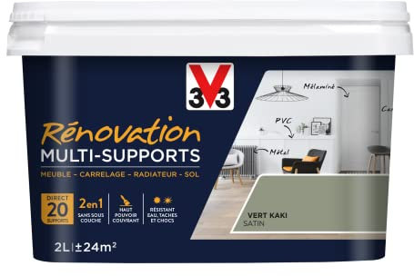 V33 Peinture rénovation multi-supports, Vert kaki 2L