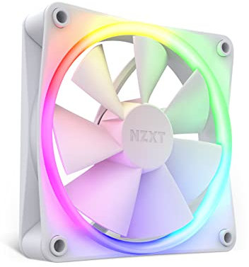 NZXT F120 RGB Fans - RF-R12SF-W1 - Erweiterte Anpassung der RGB-Beleuchtung – Flüsterleise Kühlung – Single (RGB-Lüfter und Controller ERFORDERLICH & NICHT ENTHALTEN) -120mm-Lüfter – Weiß