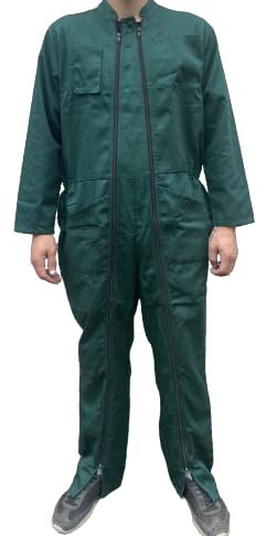 DSTOCK60, Combinaison de Travail Verte, 6 Poches, 2 Zips, 80% Polyester - 20% Coton, L