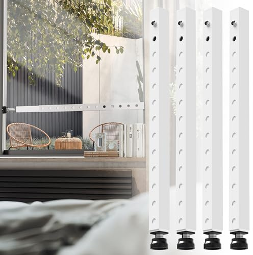 WooFog Window Security Bars Adjustable, Window Bars Security Inside Vertical, Heavy Window Ac Lock Bar with Rubber Feet for Up and Down Windows, 17-32 inch Double Hung Window Stopper -4 PCS Patented