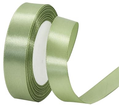 Nastro di raso salvia 20 mm di larghezza, nastro di seta, 22 m di nastro di raso salvia spesso, nastro per fiocchi, nastro decorativo, nastro di seta, confezione regalo, nastro in tessuto, nastri