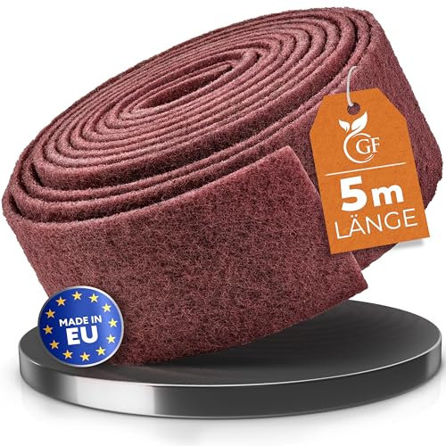 GLANZFAKTOR Schleifvlies Rolle 5m x 100mm Korn 240 – Vielseitiges Schleifvlies Metall, Holz, Lack, Edelstahl – Ideales Schleifpad, Schleifschwamm für professionelle Anwendungen