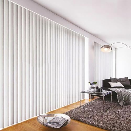 LRYELWA Cortina Lamas Verticales Blackout,Blanco Persianas Venecianas Opaca de Tela de Poliéster,Estores Verticales para Ventanas Hogar Oficina,Personalizable,Ancho x Alto (105cm x 160cm)