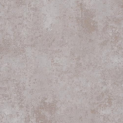 Papier peint aspect crépi Profhome 388328-GU papier peint intissé légèrement texturé à l'aspect béton et des accents métalliques beige brun-gris grès rouge 5,33 m2