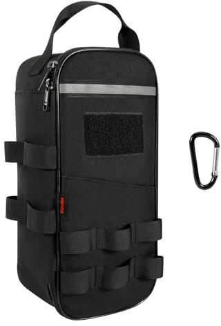 KENOBE Heavy Duty Small Tool Bag with Carabiner, Portable Utility Organizer Case with Handle, Tactical Molle EDC Storage Zippered Pouch for Electricians, Motorcycle, Road Bike & More