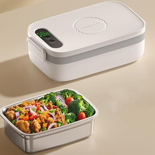 Strixorn Boîte à Repas Chauffante Électrique 1L avec Batterie 14000mAh - Boîte Repas Isotherme USB avec Chauffage Automatique, Contenant Inox 304, Idéale Bureau/Chantier/Camping