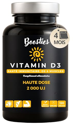 Boosties Vitamine D3 2000 UI – Vitamine D - Cholécalciférol - Immunité, Os & Muscles – Haute Absorption – Gélules végétales (Vitamin D3)