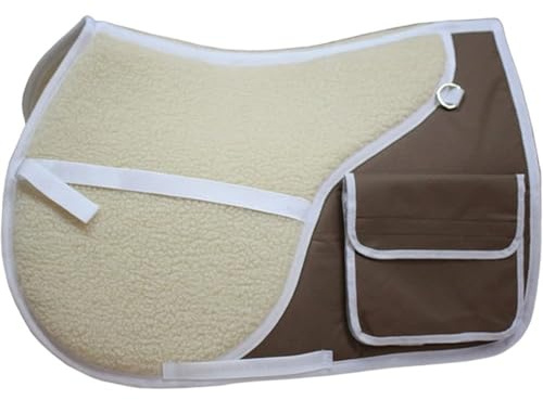 Casiler Sottosella per Equitazione - Sottosella in Lana di Agnello per Equitazione, Tasche Grandi, Ispessite, Attrezzatura per