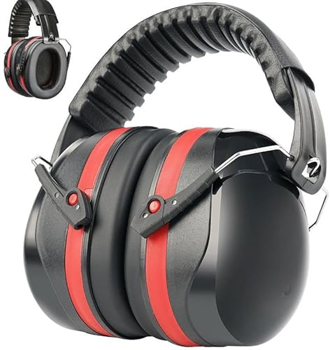 Protección auditiva SNR 36 dB, auriculares plegables con protección contra el ruido, protección auditiva ajustable 360° para adultos y niños, protección auditiva con cancelación de ruido, protección