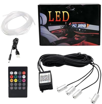 Kit d'Éclairage LED pour l'Intérieur de la Voiture - Contrôle par Application Éclairage Décoratif Automobile - Bande Lumineuse pour Voiture Kit D'Éclairage sous Tableau De Bord - pour Remorque