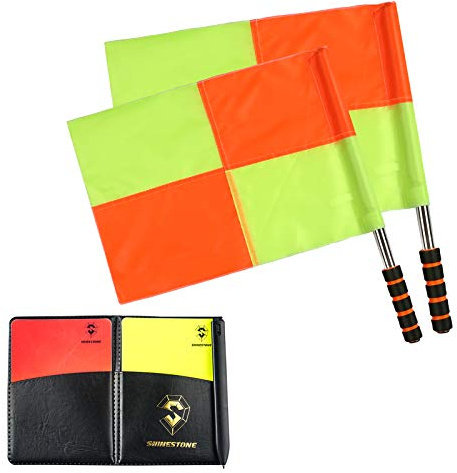 Shinestone Soccer Referee Flag Sports Match Football Linesman Flags with Case Referee Equipment-2 Designs（01）