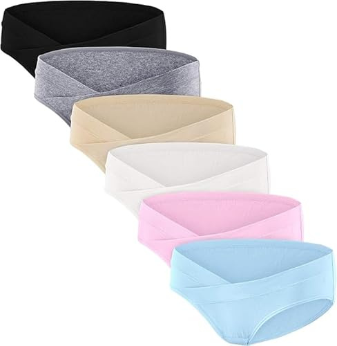 HBselect 6 Pezzi Slip per Gravidanza Morbido e Traspirante Mutandine per Gestante a Vita Bassa e in Cotone Biancheria Intima in Gravidanza