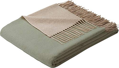 Biederlack Fransenplaid Kaschmirdecke Kaschmirplaid salvia-Creme Kaschmir Wolle Maße: 130 x 170 cm, 732644