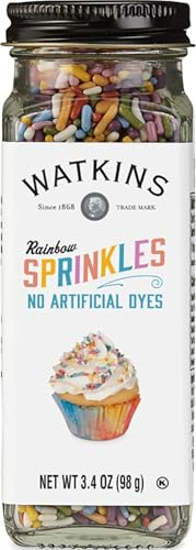 Watkins Rainbow Decorating Sprinkles, No Artificial Dyes, Kosher, 3.4 Ounce Jar, 1-Pack