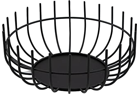 Point-Virgule Wire Obstkorb aus metall, skandinavische wohnungs deko drahtkorb, Schwarz, 25cm