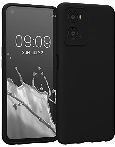 kwmobile Slim Case kompatibel mit Oppo A76 / A96 Hülle - Handyhülle aus Silikon in Schwarz
