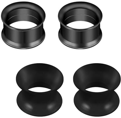 Rajnard Öronproppar i kirurgiskt stål - flexibla örontunnlar i silikon 6/8/10/12/14/16 mm - öronproppar i trä - silver, svart, blå kroppssmycken, 6mm, 8mm, 10mm, 12mm, 14mm, 16mm, Plast BAMBU