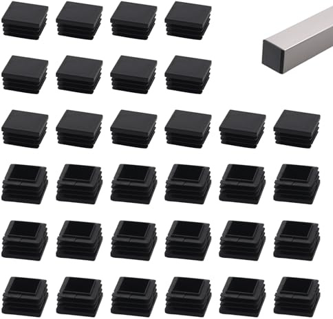 DBALL Lot de 40 Bouchon Plastique pour Tube Carré Noir Bouchons à Lamelles 30x30 mm Embout Tube Carre pour Tubes Métalliques Chaises Tables Étagères Armoires et Plus Encore
