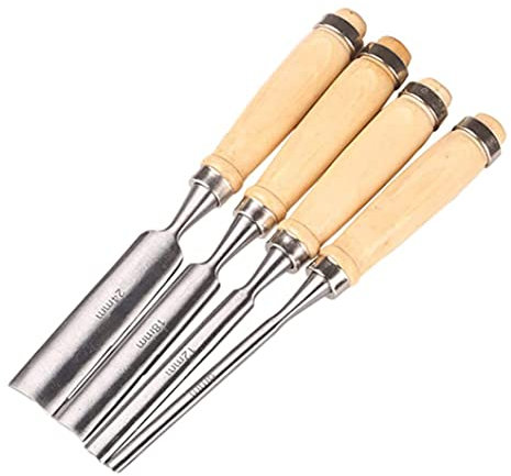 NIDONE Set of 4 Half-Round Chisel Woodworking Chisel Carved Chisel Woodworking Cutter Woodworking Tool Set Half-Circle Inner Cutter