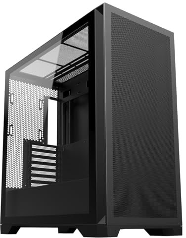 CiT Pro Creator XR Mid-Tower High-Airflow ATX PC Gaming Case With 2 x USB3.0 & 1 x USB-Type C Mesh Front Panel With Tempered Glass Side Panel and 2 x Dust Filters | Black No Fans