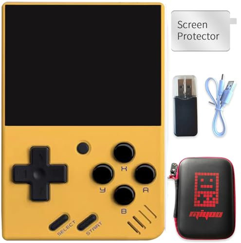 Miyoo Mini V4 Retro Game Console,Portable Handheld Video Game Console ，2.8 inch IPS Screen 750x560 Resolution Screen with 64GB Card 7000+ Games, Linux System (Yellow, 64G)