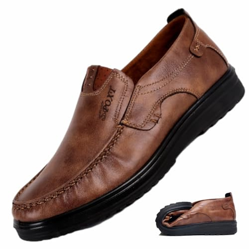 WINDEHAO Scarpe da uomo in vera pelle leggera, casual, da business, senza lacci, mocassini da guida in pelle per uomo 2024