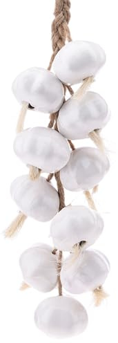 Gresorth - Ghirlanda di aglio bianco artificiale, ceramica finta, decorazione per appendere verdure, ghirlanda di cipolle realistica, decorazione per cucina, fattoria sul portico