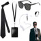 FOSDICK 5 piezas Agente Disfraz Accesorios, Kit De Traje De Guardia De Seguridad Secreto, Servicio Secreto Juego de Disfraces Espía Accesorios con Gafas Corbata para Hombres Mujeres para Cosplay