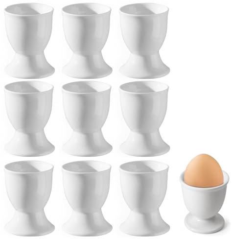 ZXJLWR 9 Stück Eierbecher, 4.8 X 4.9cm Eierbecher Set, Stapelbar Eierbecher Plastik, Easter Gift, Für Hart Und Weich Gekochte Eier Auf Jedem Frühstückstisch Runder Eierbecher (Weiß)