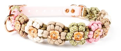 Hundehalsband Tierluxe Blumen Paracord (Rosa, XL Halsumfang 40-46 cm)