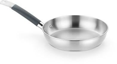 BRA Master, Sartén 28 cm, Acero Inoxidable, Sin Antiadherente, Sin PFOA, Full Induction, Apta para todo tipo de Cocinas, Mango acero inoxidable recubierto de Silicona