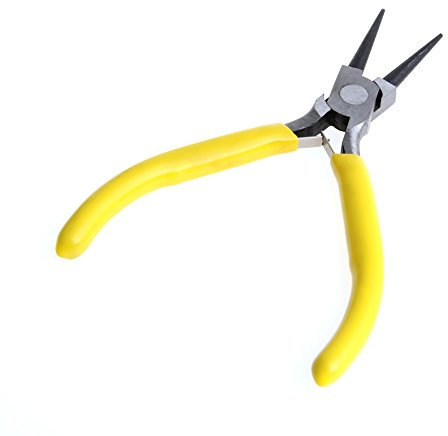 Alicates de punta redonda de 4.5 pulgadas para trabajo de alambre, abalorios, joyería, joyería práctica hecha a mano, acero al carbono