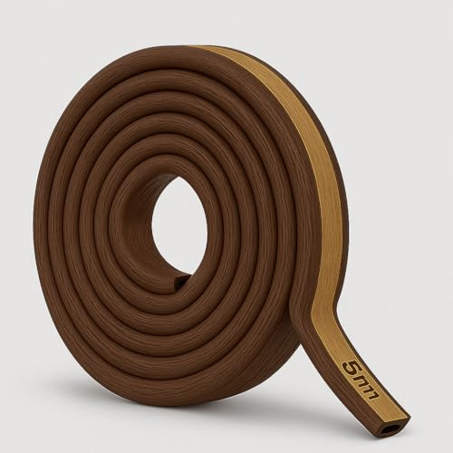 Parafreddo Adesivo per Porte e Finestre – Guarnizione Isolante 5 mm x 6 m – Colore Marrone – Anti-Spiffero, Anti-Polvere, Riduzione Rumore – LEMAG SRL