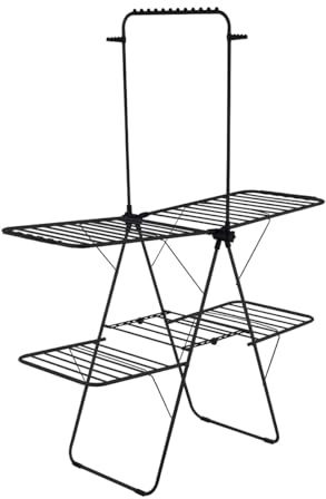 Amig - Stendibiancheria verticale Mod. Aeria TowerPro - Acciaio e polipropilene - Stendino pieghevole - Apertura e chiusura facili - 29 m di spazio di stenditura - 160x68x205 cm - Colore nero