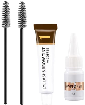 Brow & Lash Tint Kit, Professional Eyebrow Dye and Eyelash Tint for Natural Volume, Long-Lasting Up to 4 Weeks, Easy to Apply & Remove (Coffee)