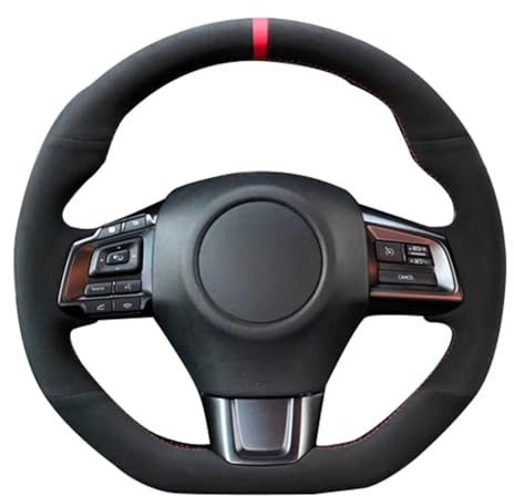 Inre Ring Rattöverdrag Antisladd Svart Äkta Läder Bilrattskydd För Subaru För WRX För Levorg 2015 2016 2017 2018 2019 2020 2021(Black Thread)