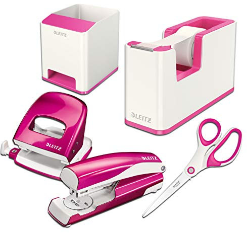 Leitz Leitz WOW Schreibtisch Accessoires (Weiss/Pink, Komplett - Set)